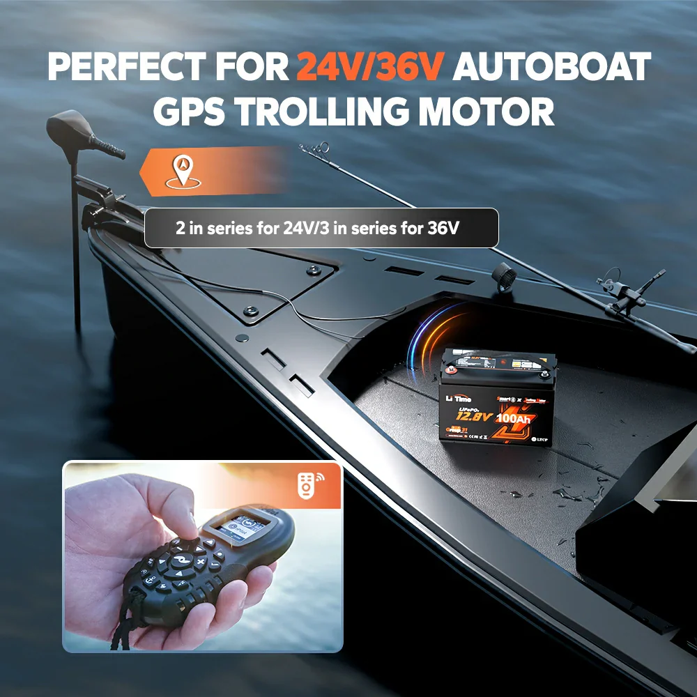 LiTime 12 Volt 100Ah TM Lithium Marine Trolling Motor Battery with Bluetooth - Image 10
