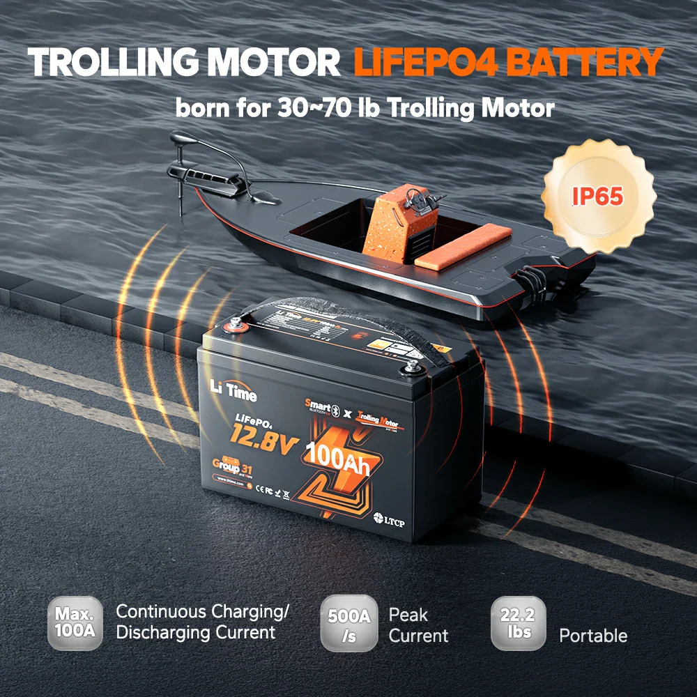 LiTime 12 Volt 100Ah TM Lithium Marine Trolling Motor Battery with Bluetooth - Image 4