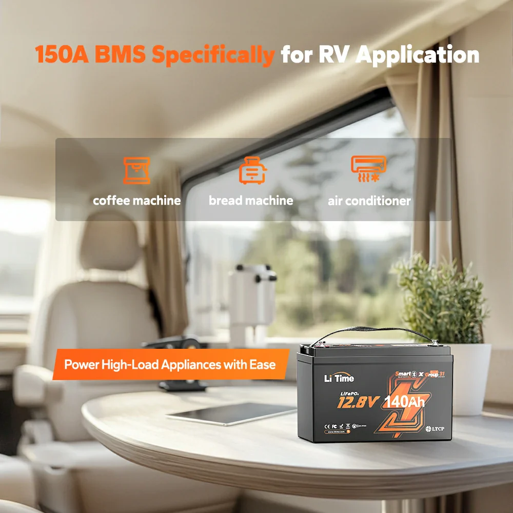 LiTime 12V 140Ah Bluetooth Lithium Deep Cycle Battery for RV and Trolling Motor - Image 11