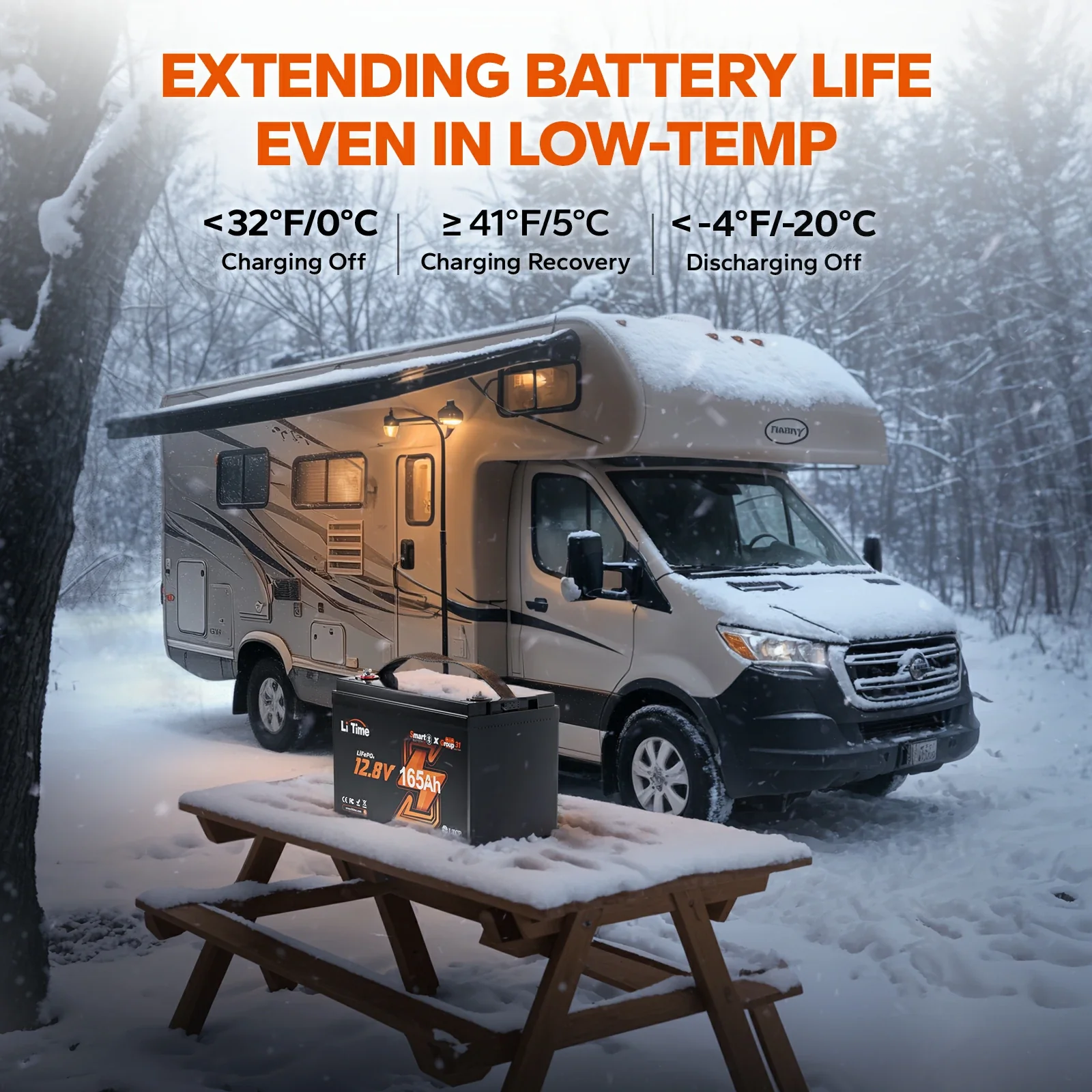 LiTime 12V 165Ah Bluetooth Lithium Deep Cycle Battery for RV and Marine - Image 6