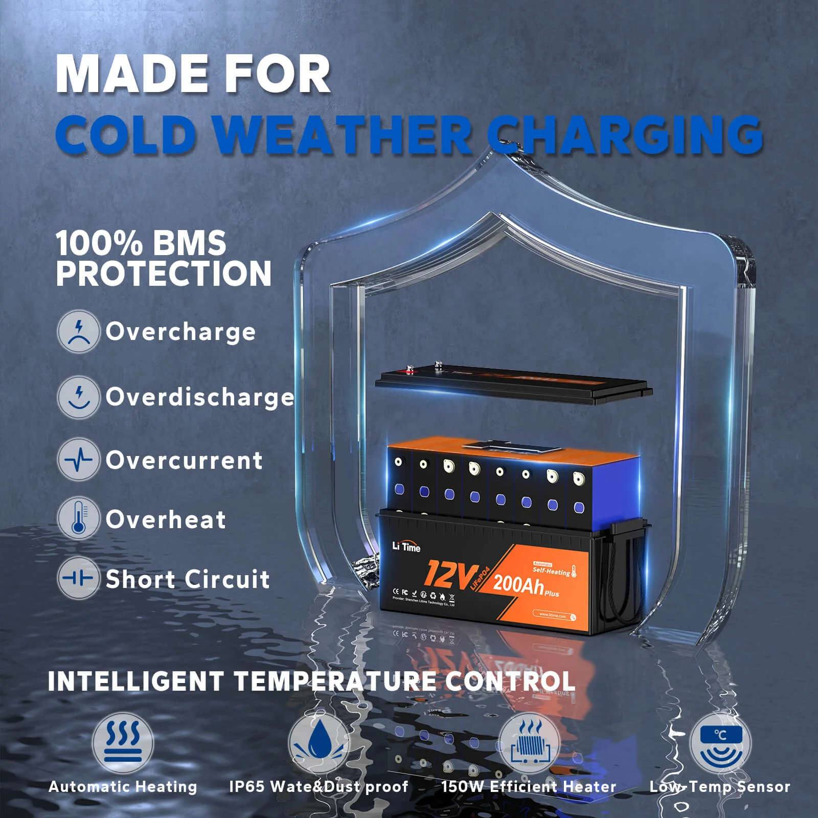 ✅Like New✅LiTime 12V 200Ah Plus Self-Heating LiFePO4 Battery - Image 3