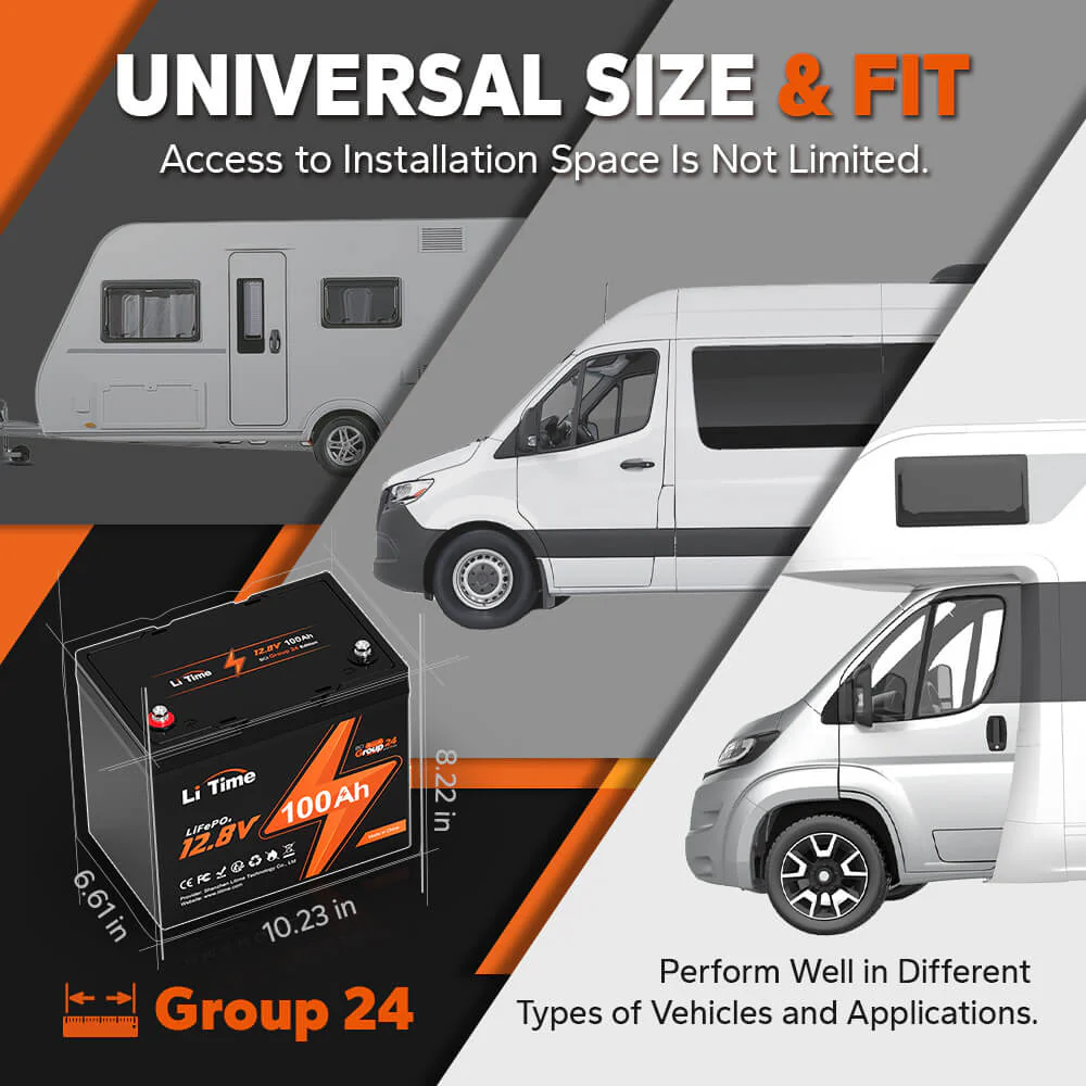 LiTime 12V 100Ah Group 24 Deep Cycle LiFePO4 Lithium Battery - Image 9