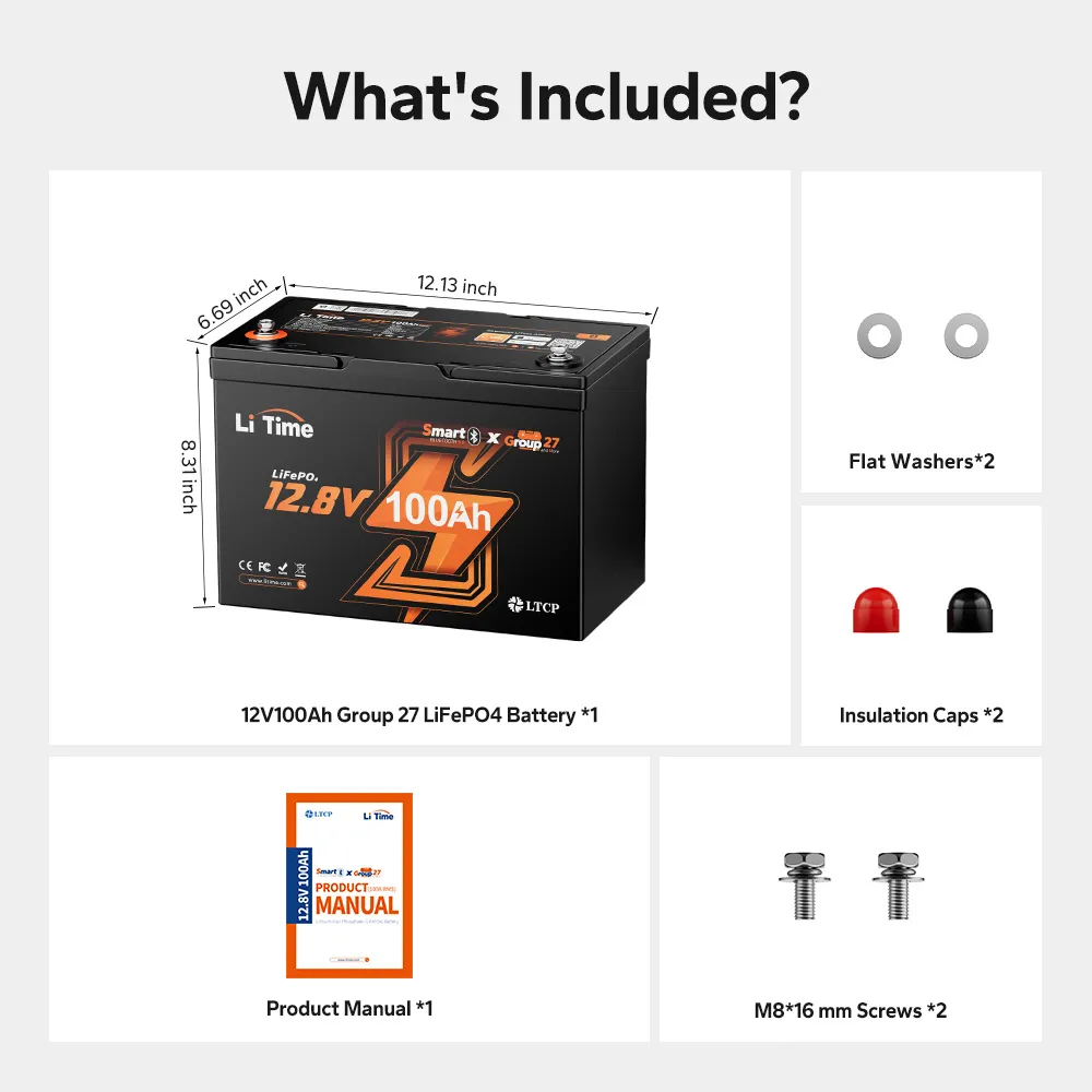 LiTime 12V 100Ah Group 27 Bluetooth LiFePO4 Lithium Deep Cycle Battery - Image 11