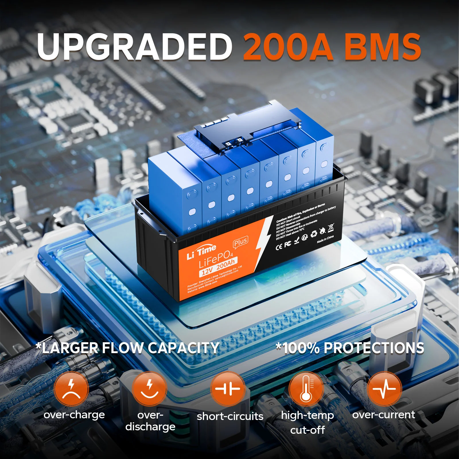 LiTime 12V 200Ah Plus LiFePO4 Lithium Battery - 200A BMS - Image 3