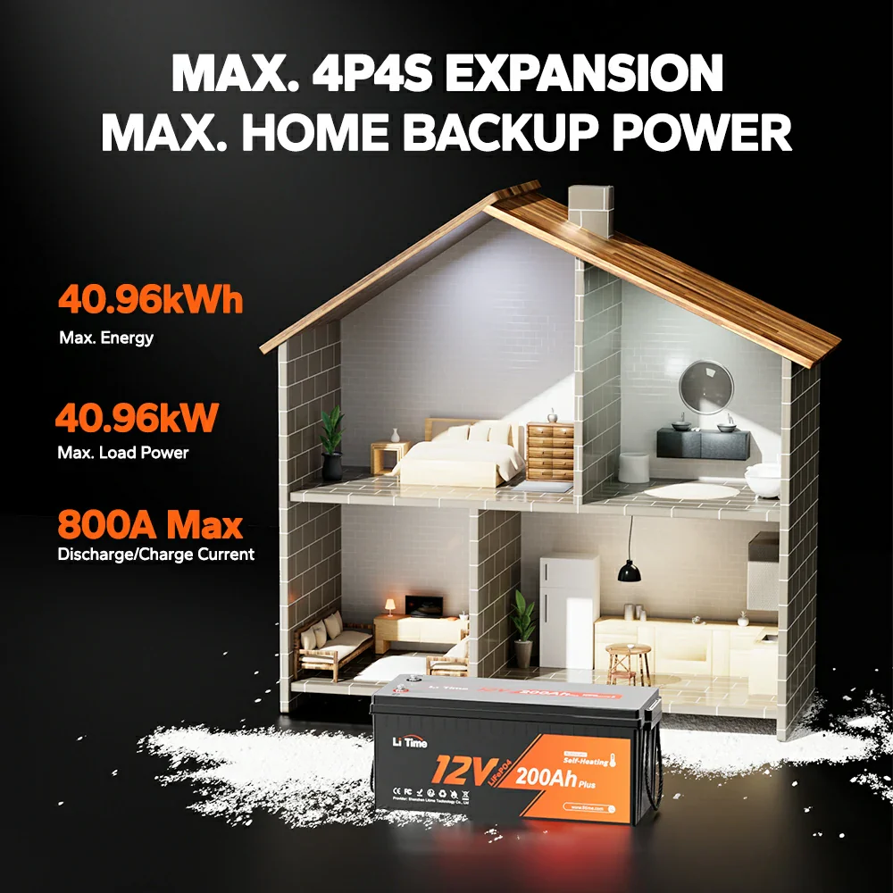 LiTime 12V 200Ah Plus Self-Heating LiFePO4 Battery - Image 6