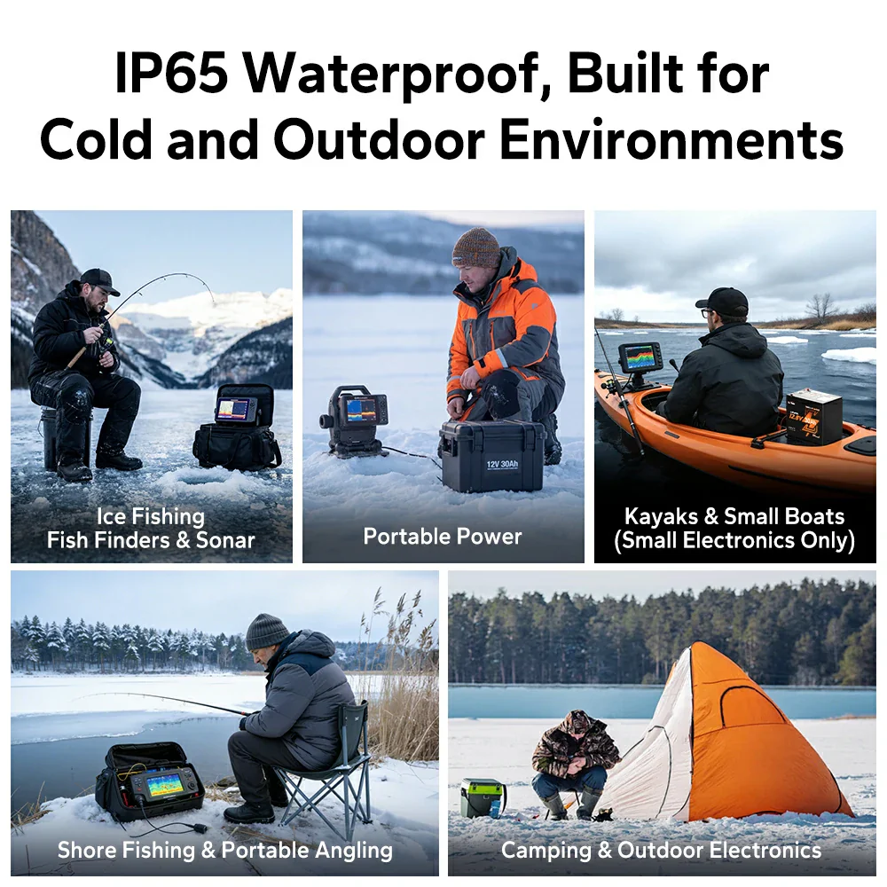 LiTime 12V 30Ah Ice Fishing & Portable Lithium Battery with Bluetooth & Self-Heating - Image 9