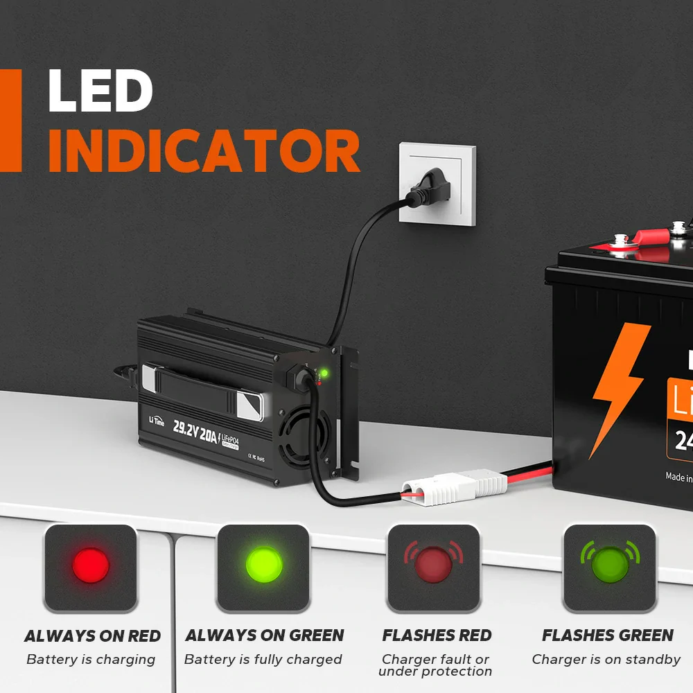 LiTime 24 (29.2) Volt 20A Mountable Lithium Battery Charger - Image 3