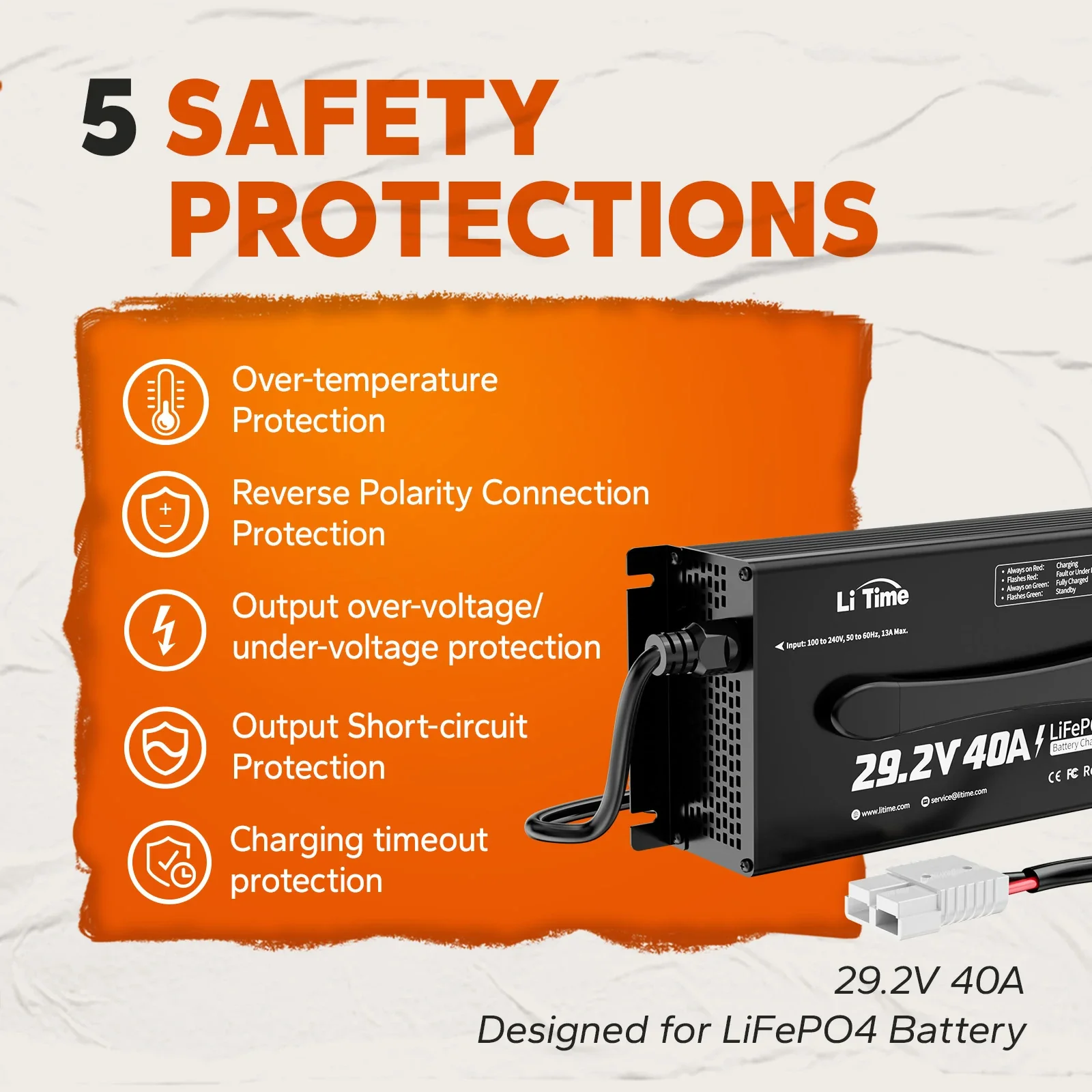 LiTime 24 (29.2) Volt 40A Mountable Lithium Battery Charger - Image 2