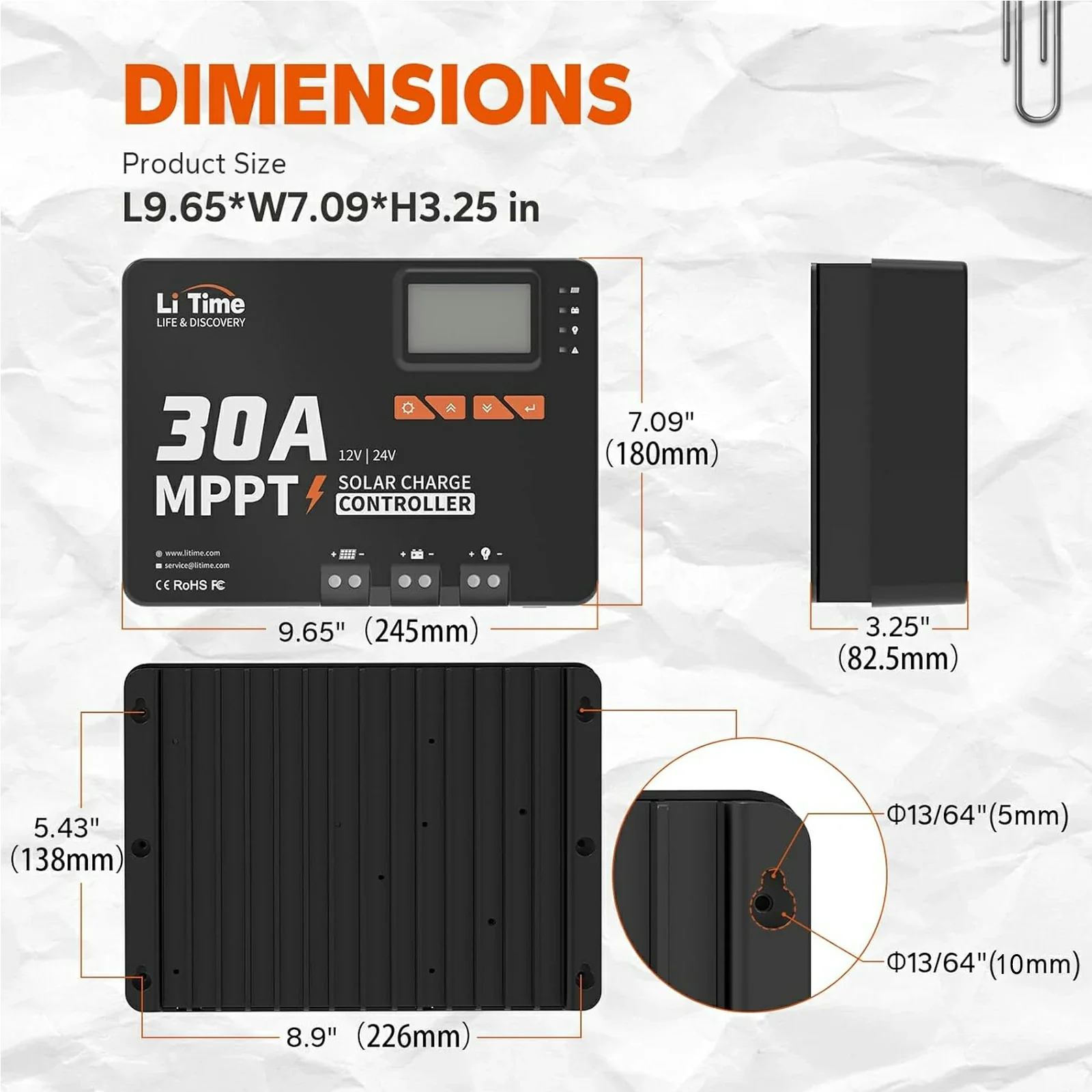 LiTime 30A MPPT 12V/24V Solar Charge Controller Bluetooth integrated - Image 4
