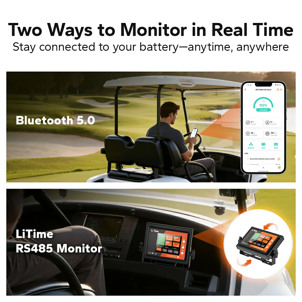 LiTime Best 36V 100Ah Bluetooth Golf Cart Lithium Battery - Image 5