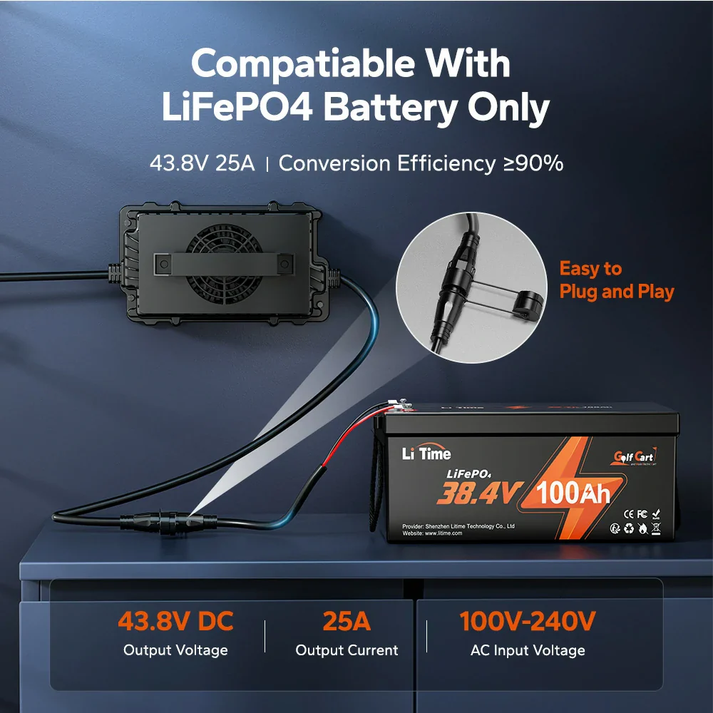 LiTime 36V (43.8V) 25A Lithium Waterproof Battery Charger - Image 3