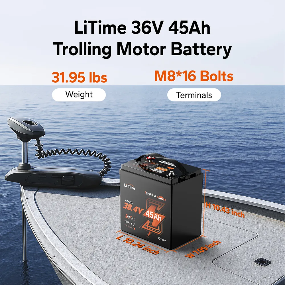 LiTime 36V 45Ah TM Lithium Battery for Marine Trolling Motor with Bluetooth - Image 3