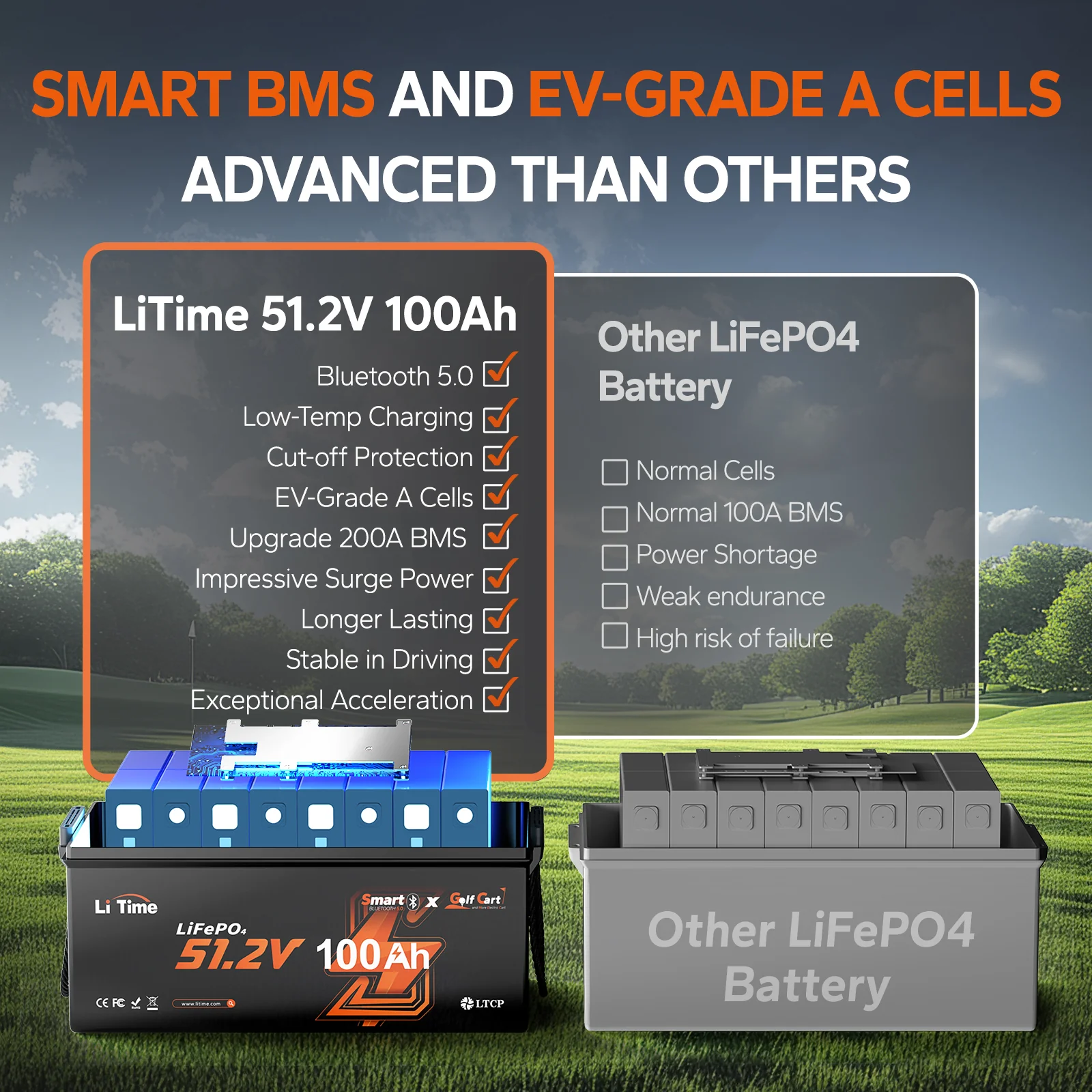 LiTime 48V 100Ah Golf Cart Lithium Battery Conversion Kit - Image 8