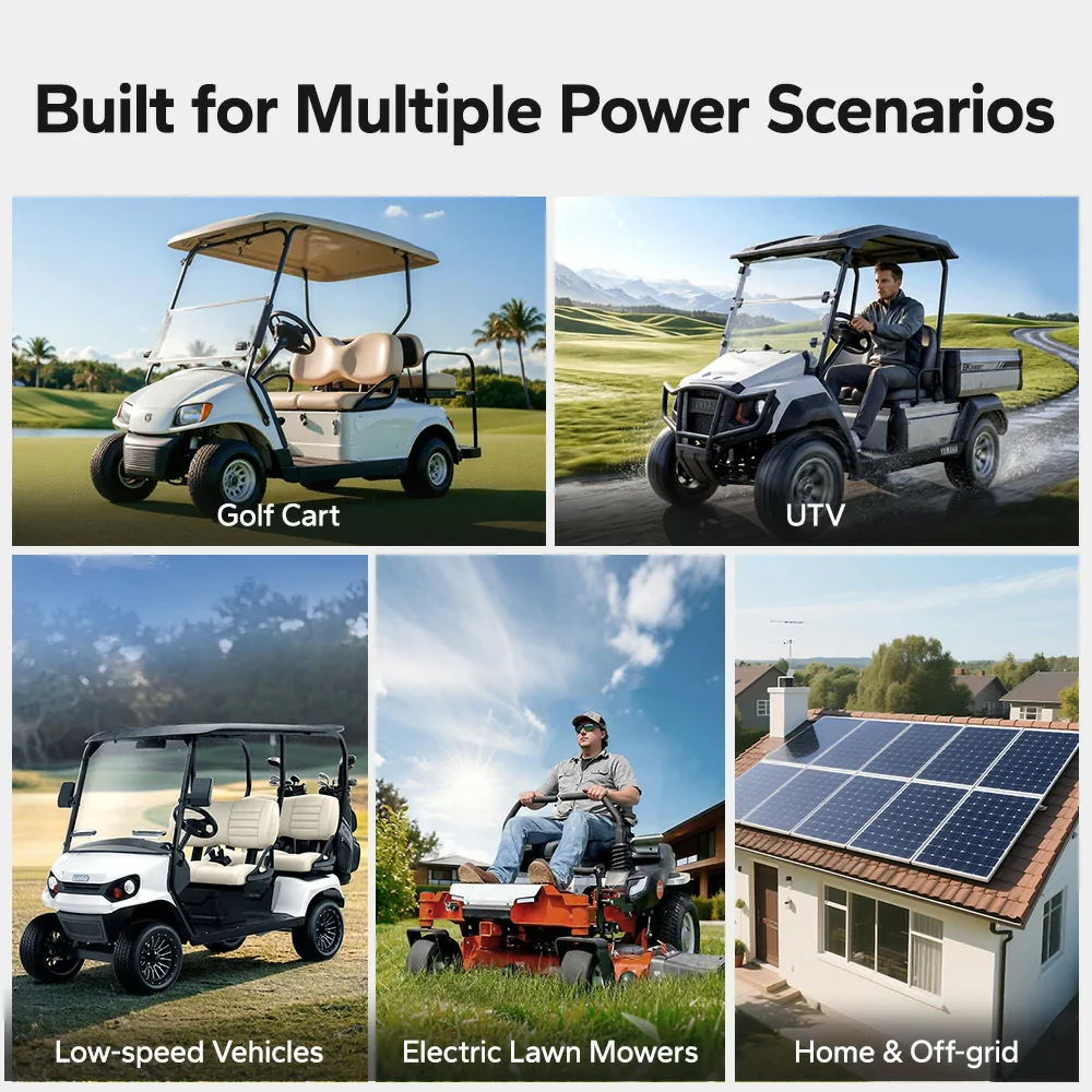 LiTime 48V (51.2V) 150Ah Lithium Golf Cart and UTV Battery – 300A High Power & Bluetooth - Image 9