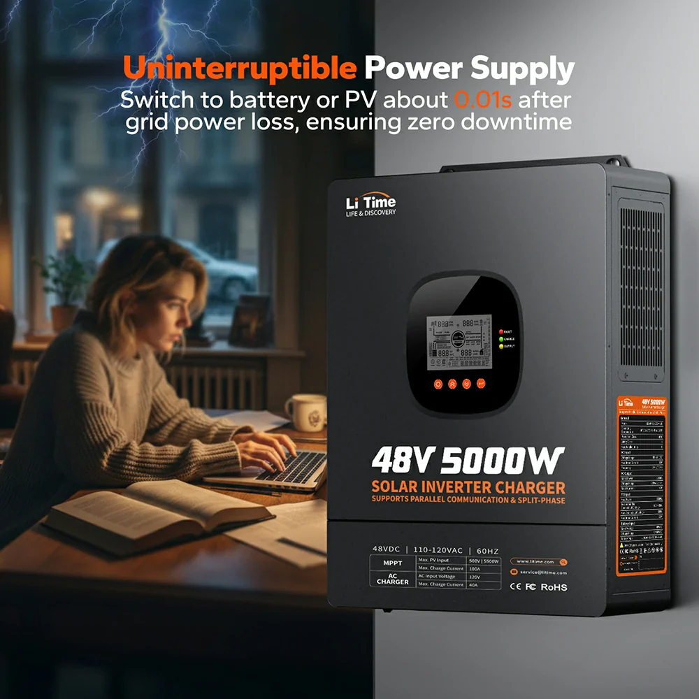 LiTime 48V 5kW Split Phase All-In-One Solar Inverter Charger - Image 5