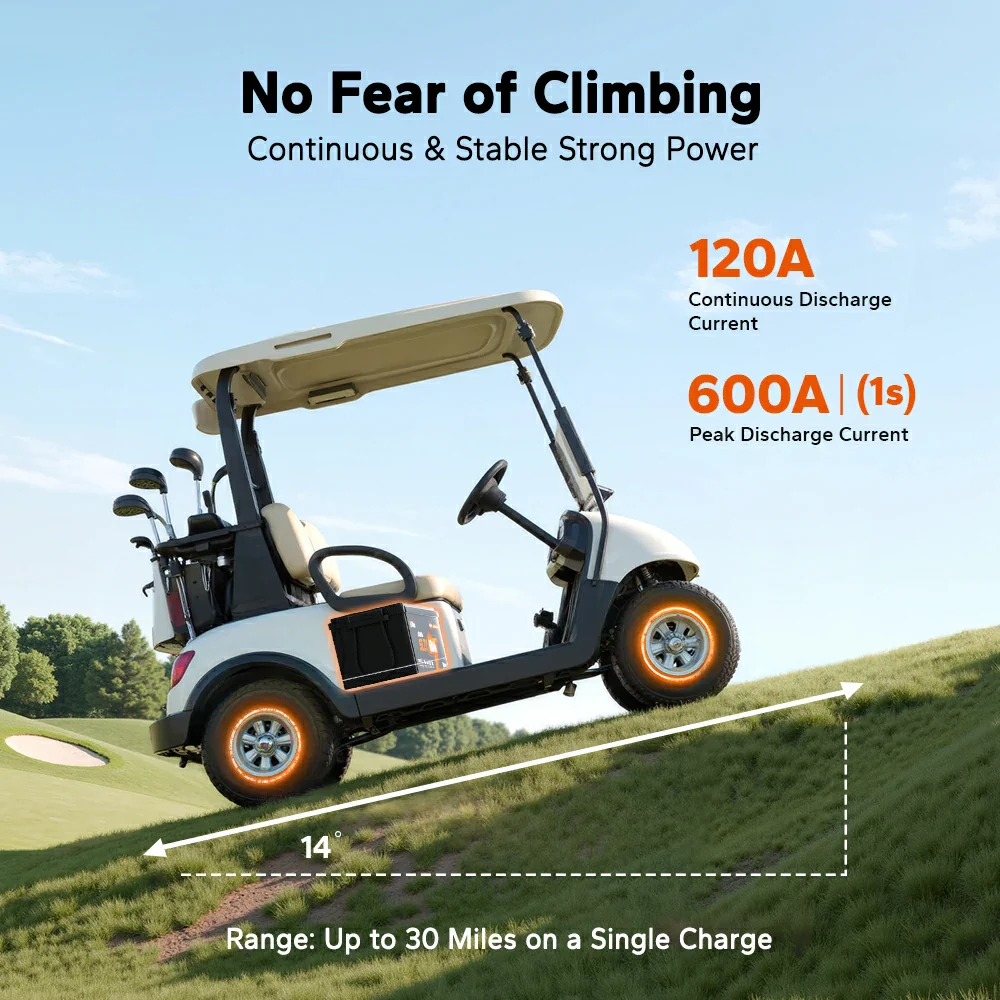 LiTime 48V 60Ah Golf Cart Lithium Battery - 120A BMS & Real-Time Monitoring - Image 3