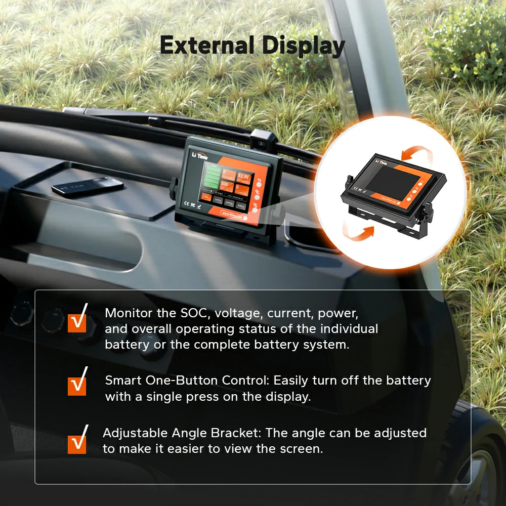 LiTime 48V 60Ah Golf Cart Lithium Battery - 120A BMS & Real-Time Monitoring - Image 9