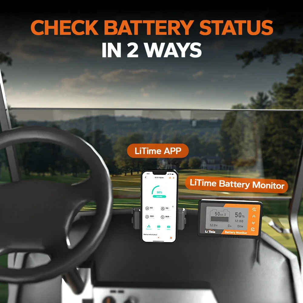 LiTime 48V 100Ah LiFePO4 Lithium Battery – Golf Cart / Lawn Mower / Off-Grid Energy Storage | Smart Bluetooth BMS - Image 5