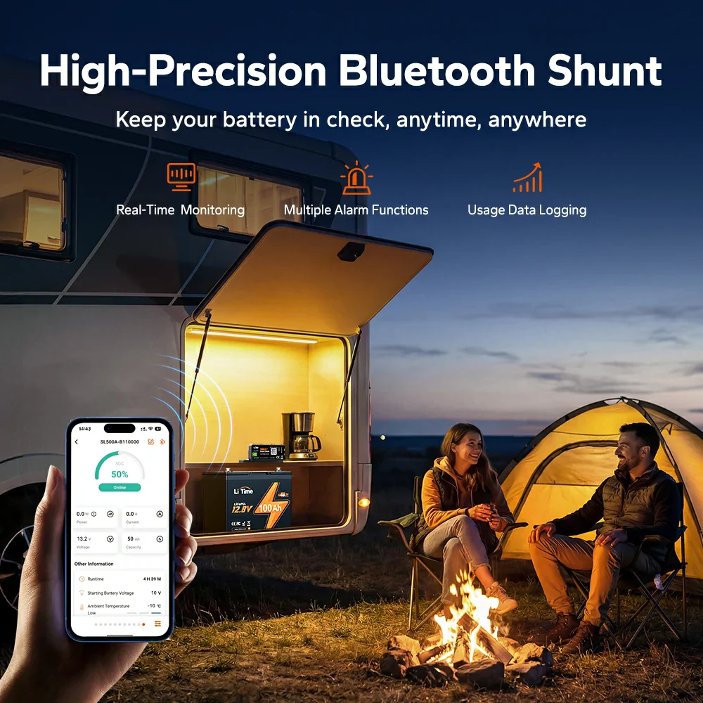 LiTime 500A Smart Battery Shunt with Bluetooth | Real-Time Monitoring for RV/Boat/Off-Grid - Image 3
