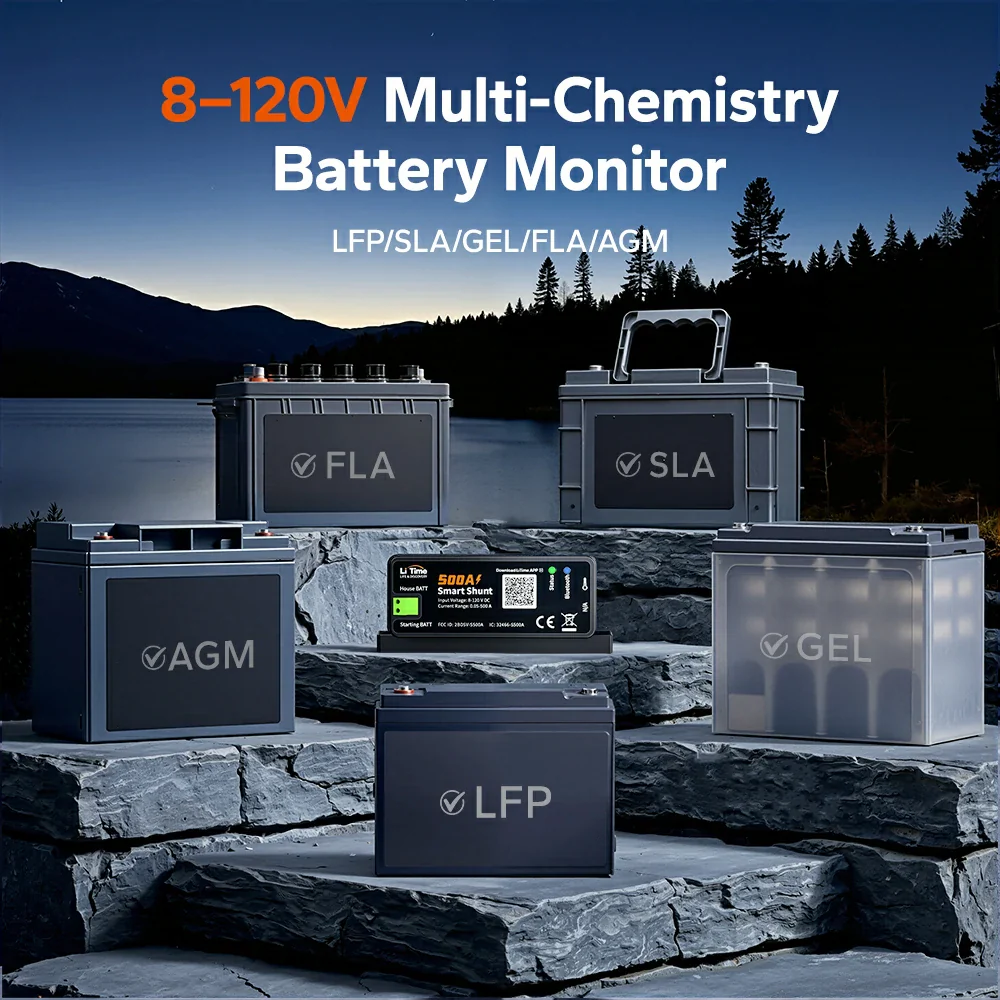 LiTime 500A Smart Battery Shunt with Bluetooth | Real-Time Monitoring for RV/Boat/Off-Grid - Image 8