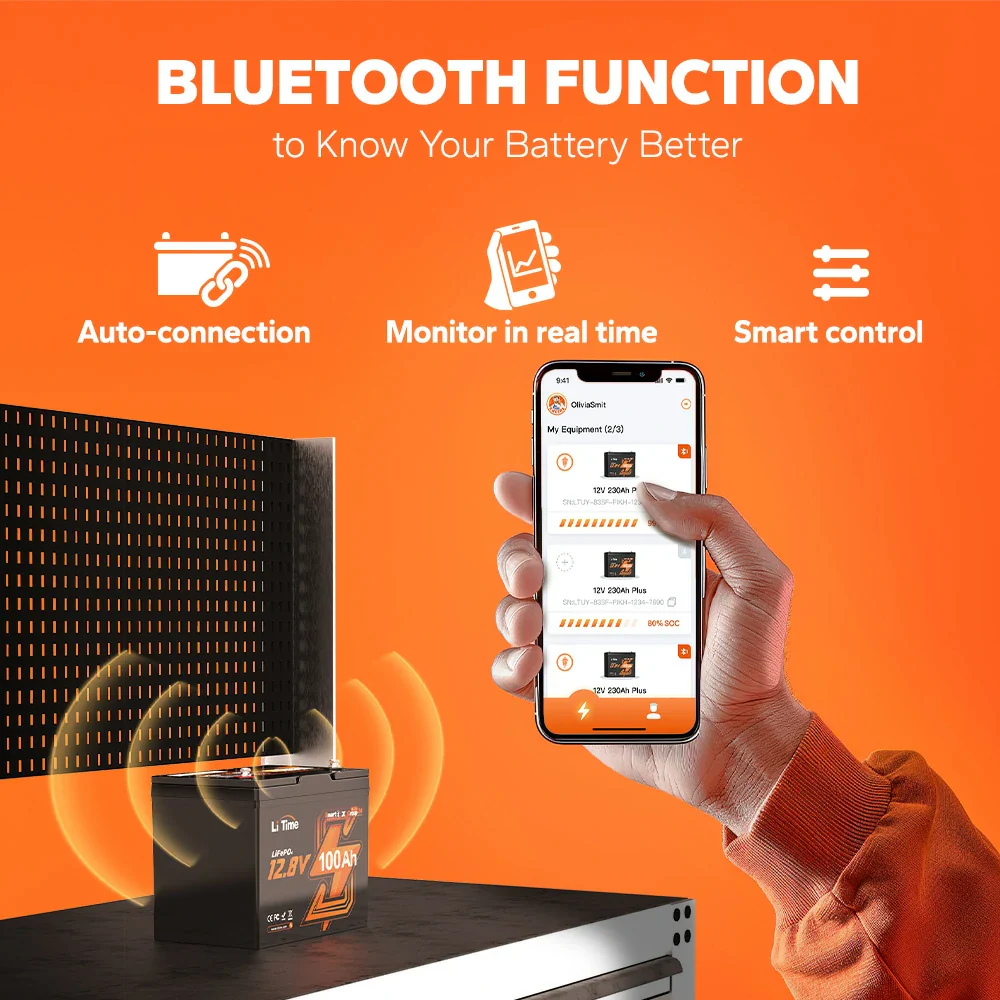 ✅Like New✅12V 100Ah Group 24 Bluetooth LiFePO4 Lithium Deep Cycle Battery - Image 3