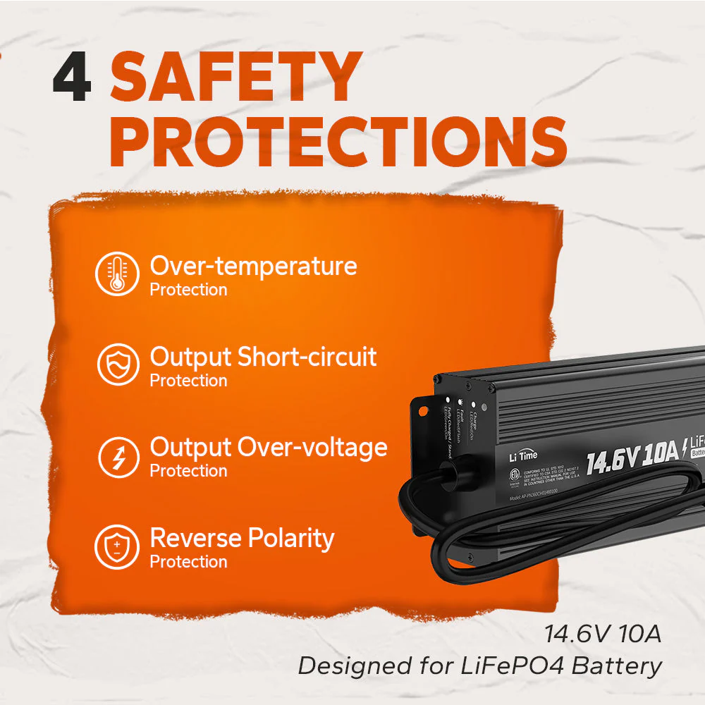 【Like New】LiTime 12V (14.6V) 10A Lithium Onboard Battery Charger IP67 Waterproof - Image 4