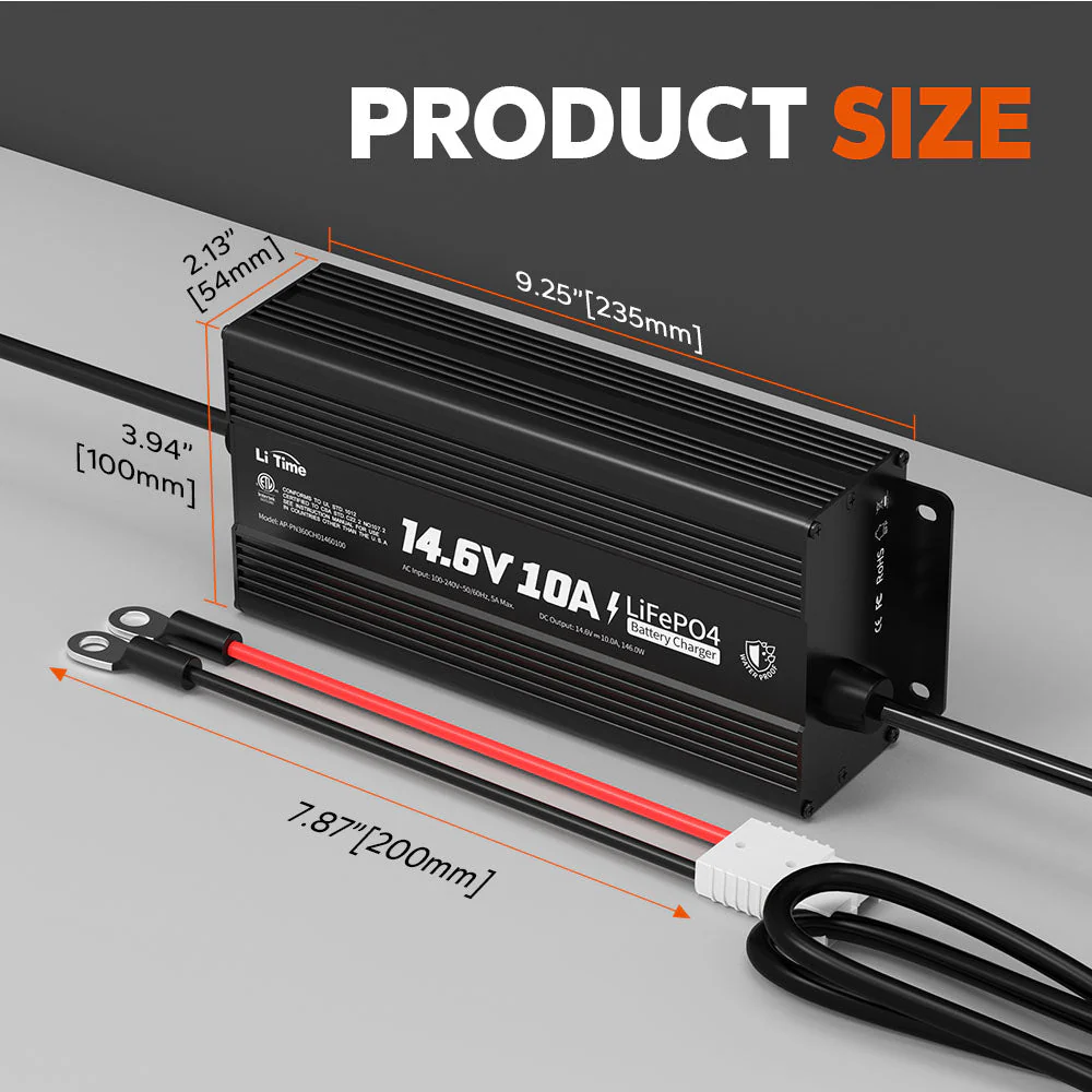 【Like New】LiTime 12V (14.6V) 10A Lithium Onboard Battery Charger IP67 Waterproof - Image 7