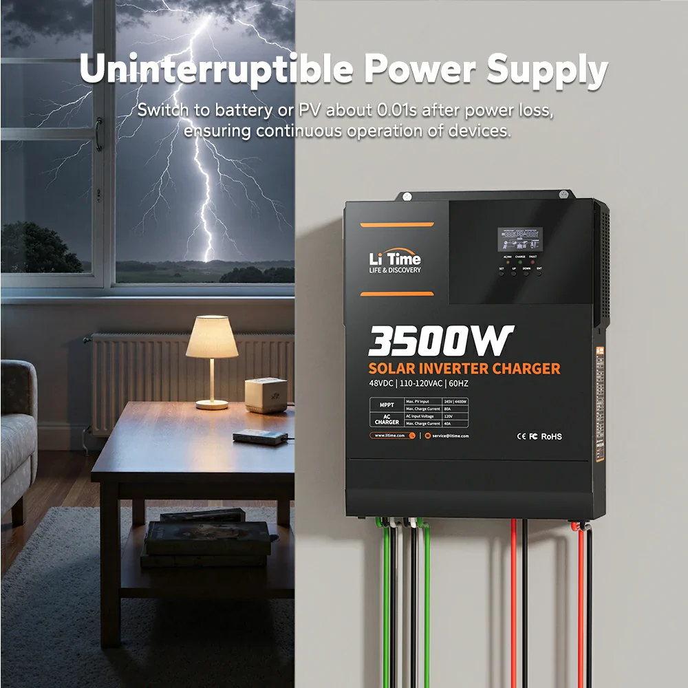 LiTime 48V 3500 Watt Pure Sine Wave All in One Solar Inverter Charger for Home - Image 5
