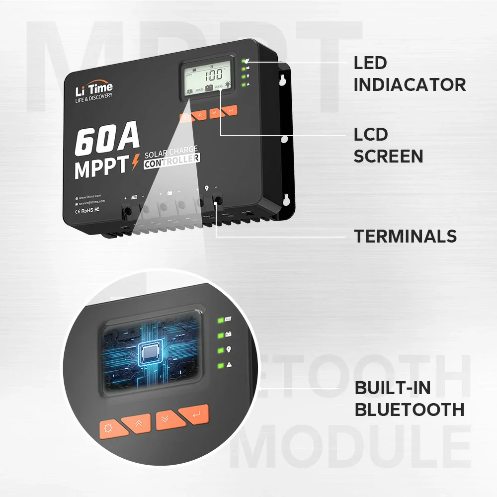 ✅Like New✅60A MPPT 12V/24V/36V/48V Bluetooth Solar Charge Controller - Image 3