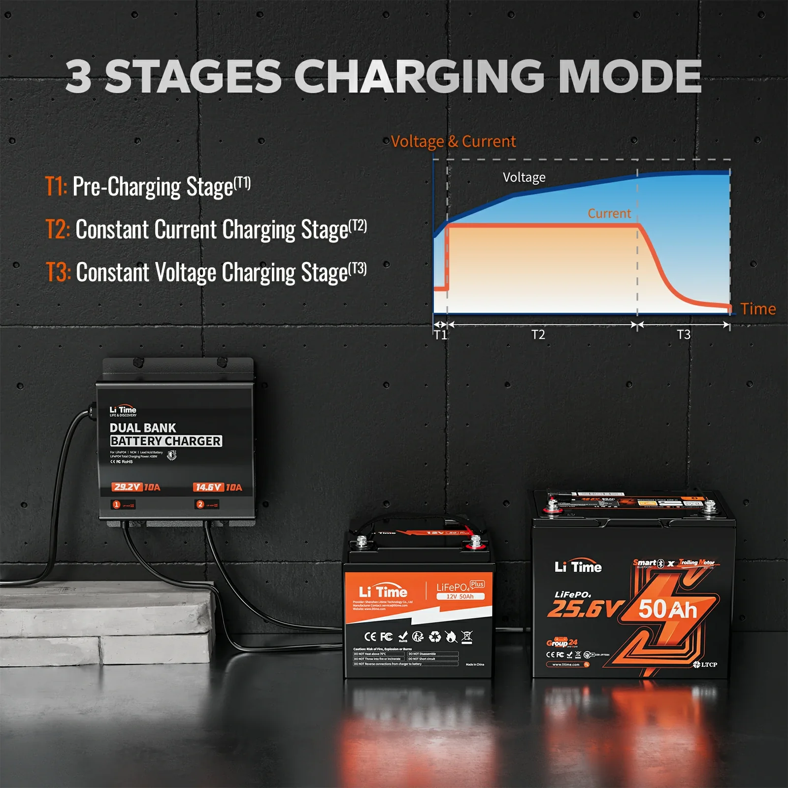 【Like New】 LiTime 10A 2 Bank 12V + 24V Battery Charger - Image 5