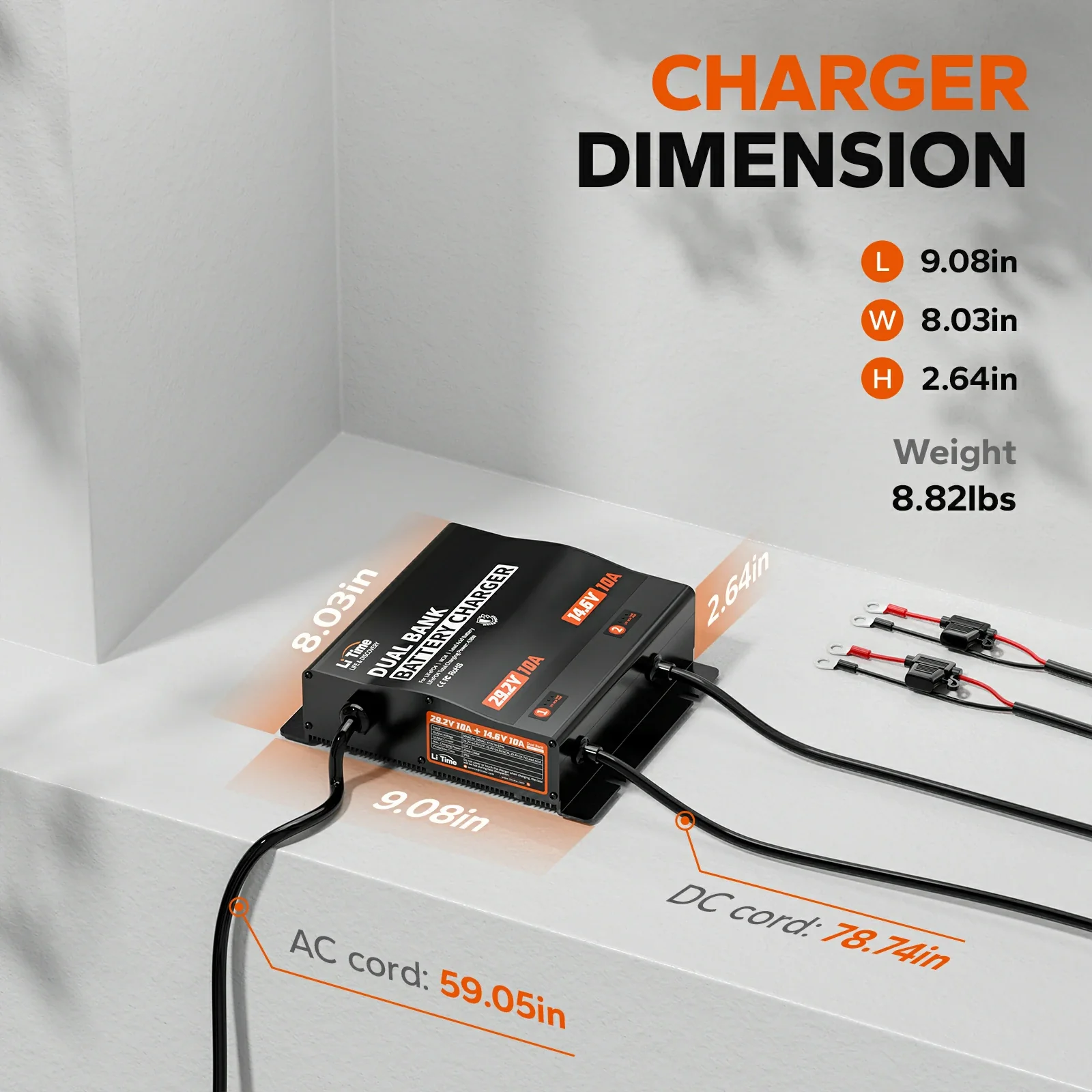 【Like New】 LiTime 10A 2 Bank 12V + 24V Battery Charger - Image 6