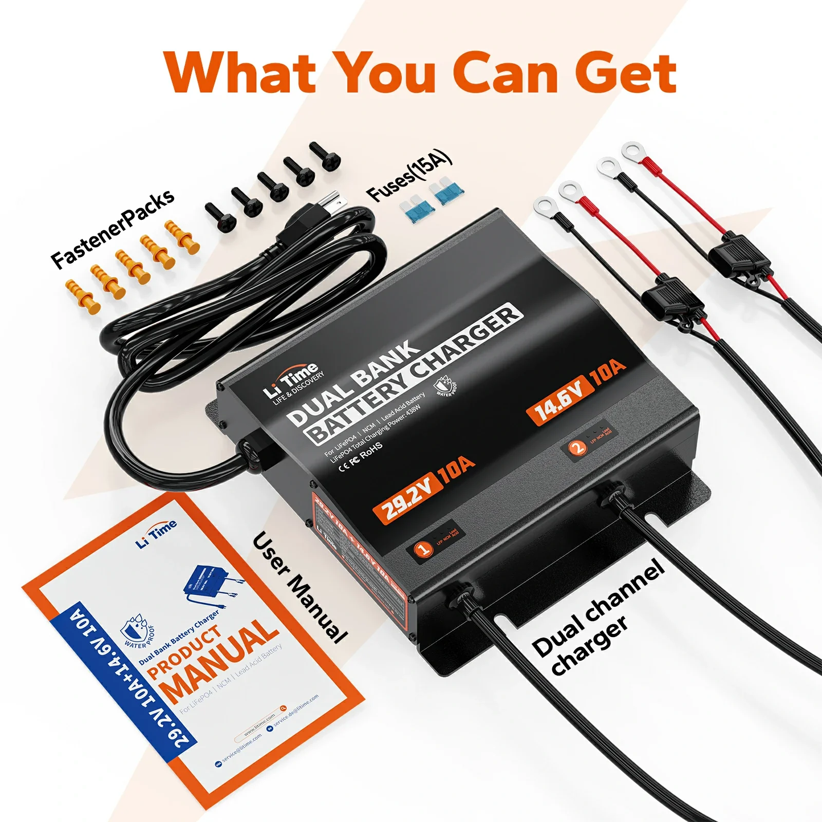 【Like New】 LiTime 10A 2 Bank 12V + 24V Battery Charger - Image 7