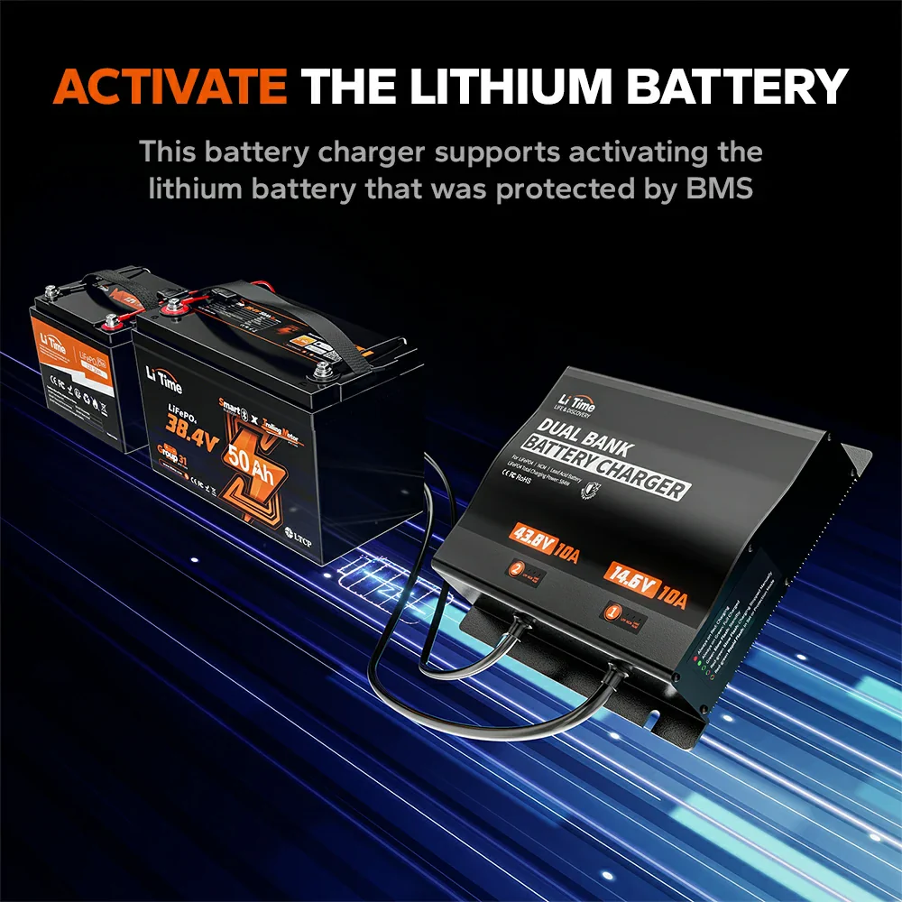 【Like New】LiTime 10A 2 Bank 36V & 12V Battery Charger - Image 3
