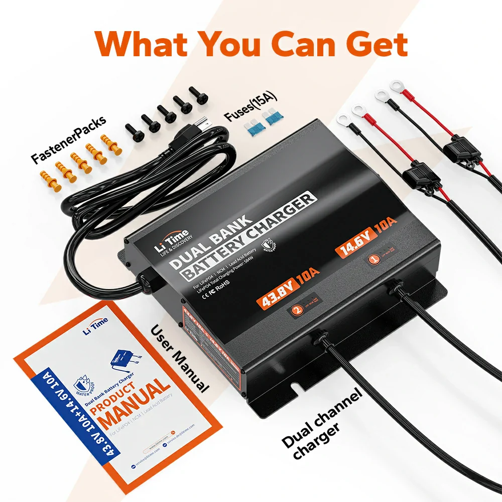 【Like New】LiTime 10A 2 Bank 36V & 12V Battery Charger - Image 7