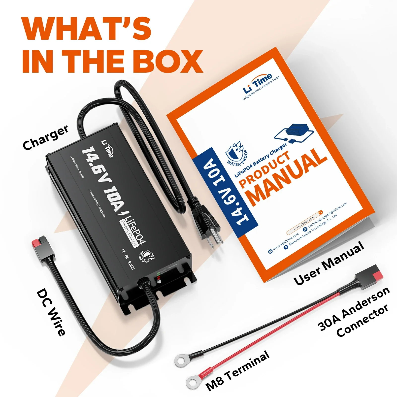 LiTime 12V (14.6V) 10A Lithium Battery Charger IP65 Waterproof - Image 10