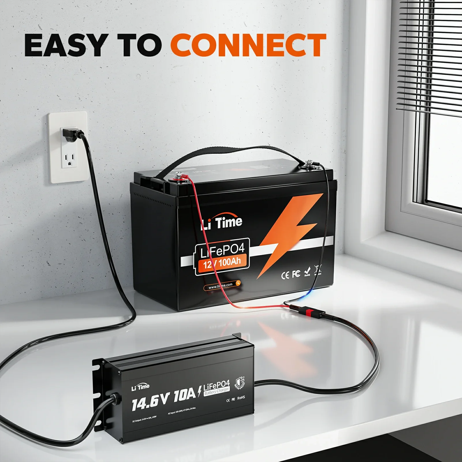 LiTime 12V (14.6V) 10A Lithium Battery Charger IP65 Waterproof - Image 8