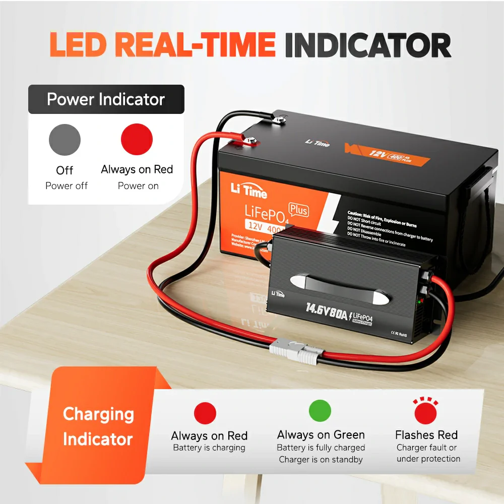 LiTime 12V (14.6V) 80A Mountable LiFePO4 Battery Charger - Image 7