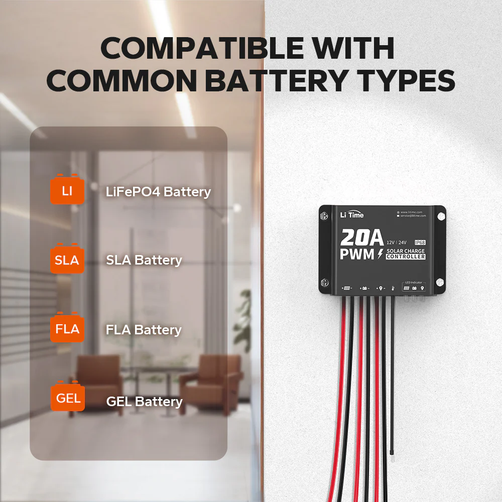 【Like New】LiTime 12V/24V 20A PWM Solar Charge Controller with Bluetooth - Image 4
