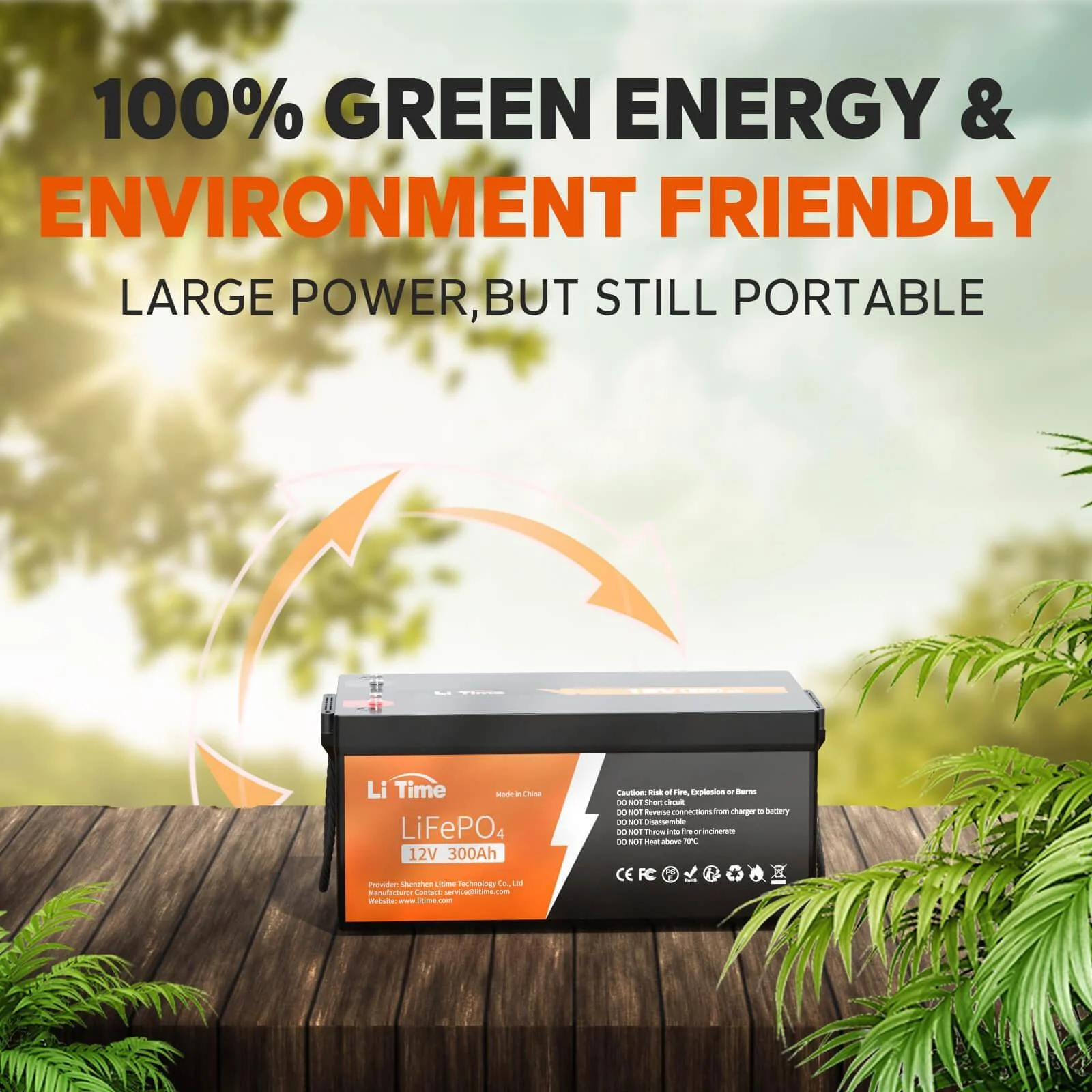 【Like New】LiTime 12V 300Ah LiFePO4 Lithium Battery, Build-in 200A BMS, 3840Wh Energy - Image 8