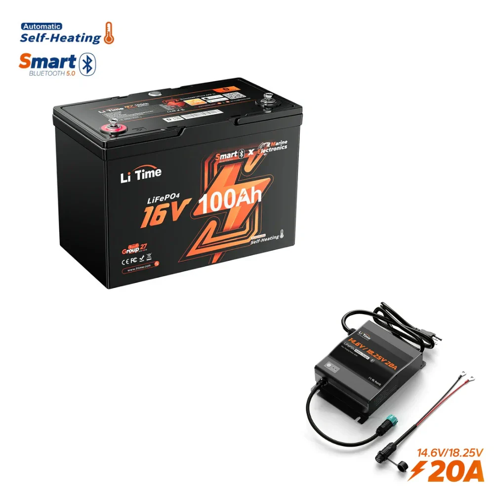 LiTime 16V 100Ah Fish Finder Lithium Battery with Bluetooth, Self-heating - Image 15