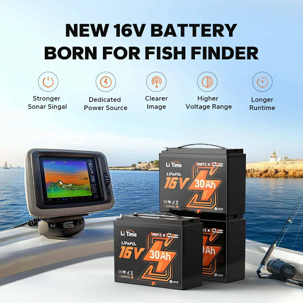 ✅Like New✅LiTime 16V 30Ah Deep Cycle Bluetooth Lithium Kayak Fish Finder Battery, Fishing Electronics - Image 3