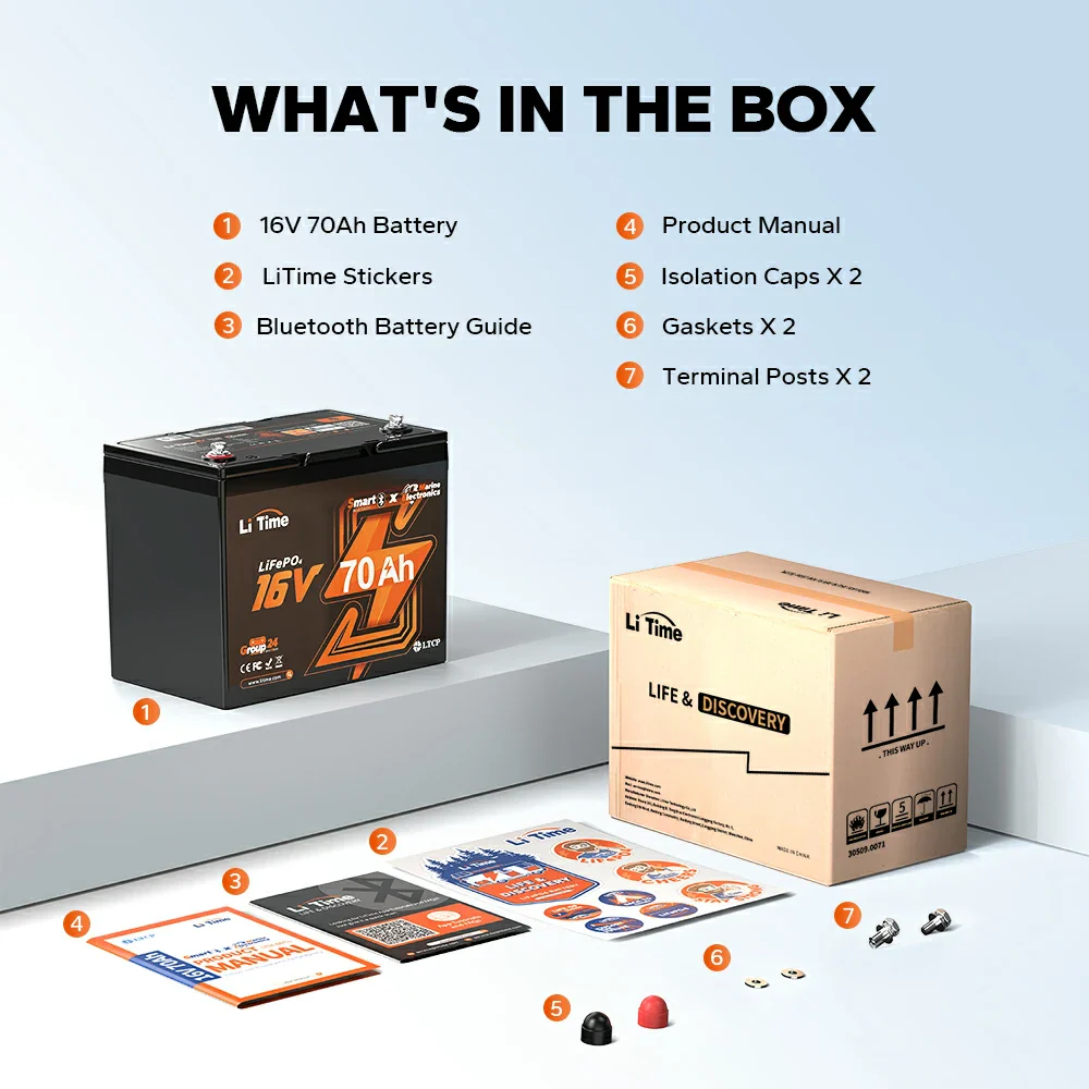 ✅Like New✅LiTime 16V 70Ah Deep Cycle Bluetooth LiFePO4 Lithium Battery For Fish Finder, Fishing Electronics - Image 10