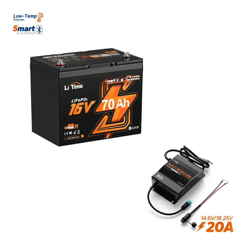 ✅Like New✅LiTime 16V 70Ah Deep Cycle Bluetooth LiFePO4 Lithium Battery For Fish Finder, Fishing Electronics - Image 12