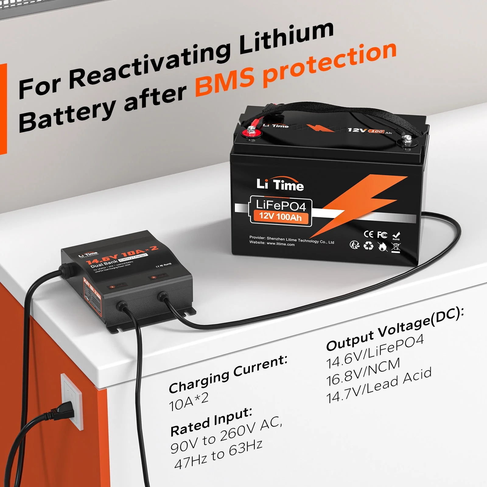 ✅Like New✅LiTime 2 Bank 12V 10A Battery Charger - Image 6