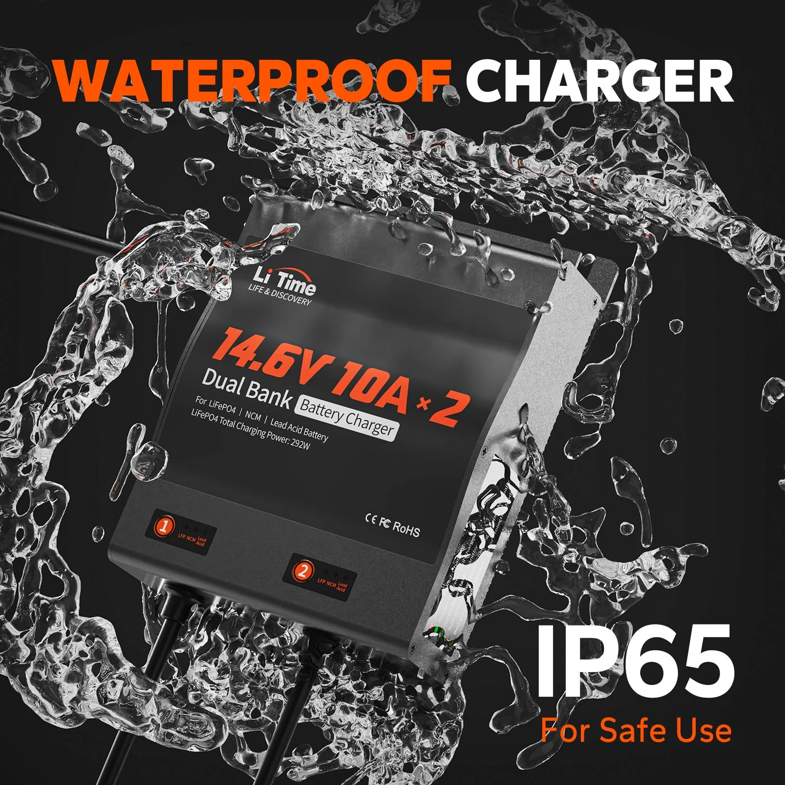 ✅Like New✅LiTime 2 Bank 12V 10A Battery Charger - Image 7