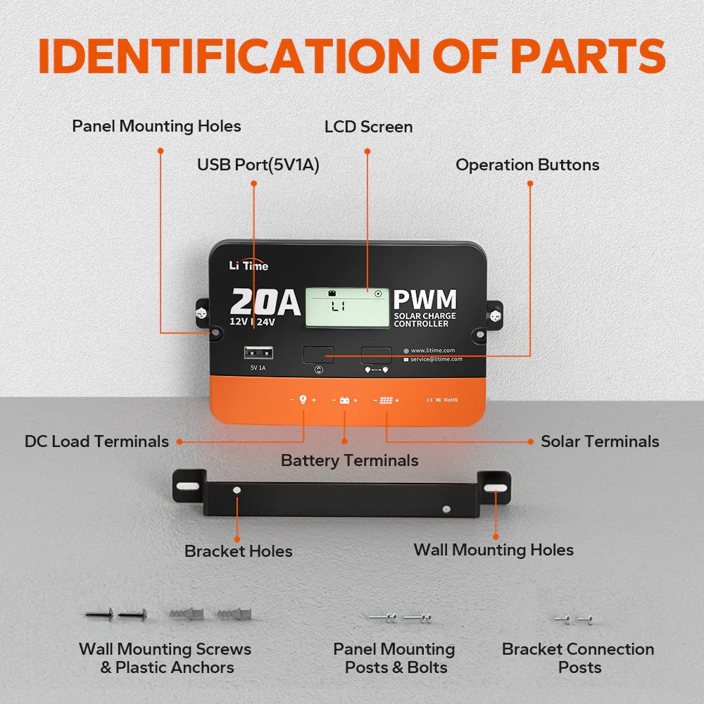 LiTime 20Amp 12V/24V PWM Solar Charge Controller - Image 4