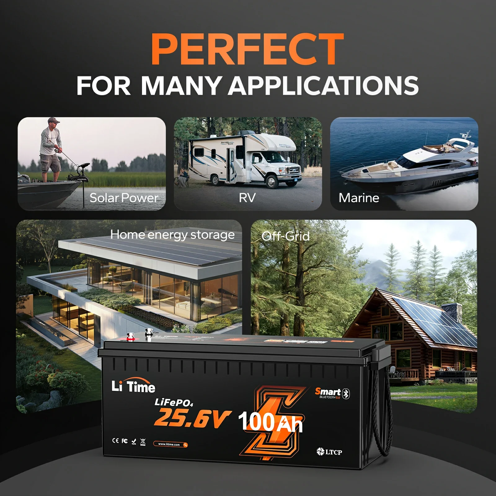 【Like New】LiTime 24V 100Ah LiFePO4 Bluetooth Lithium RV, Marine Battery with Low-Temp Protection - Image 12