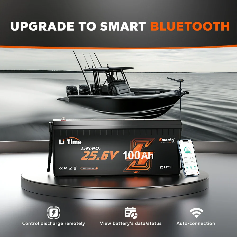 【Like New】LiTime 24V 100Ah LiFePO4 Bluetooth Lithium RV, Marine Battery with Low-Temp Protection - Image 3