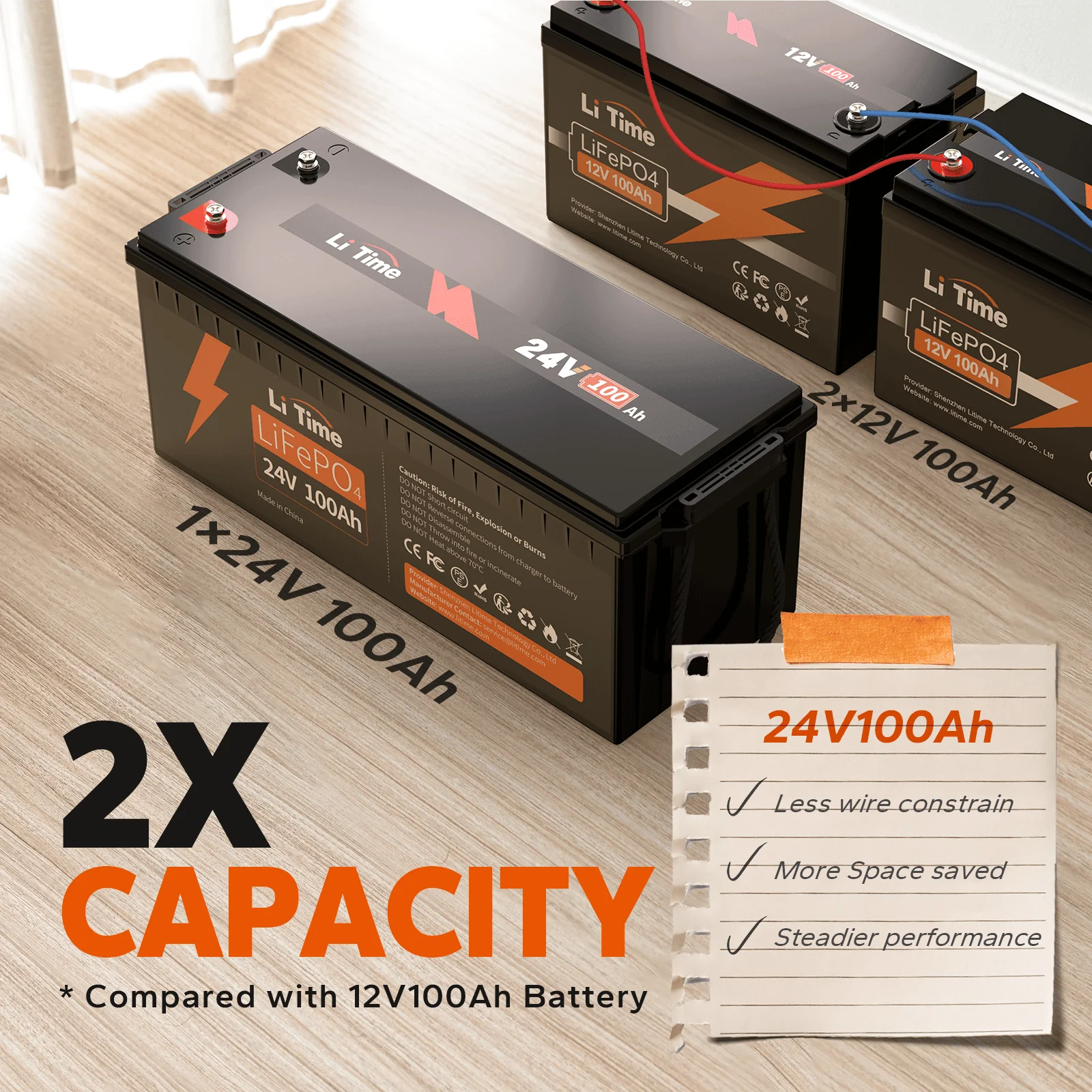 ✅Like New✅LiTime 24V 100Ah LiFePO4 Lithium Battery - Image 3