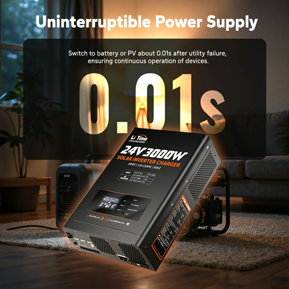 ✅Like New✅LiTime 24V 3000W Pure Sine Wave Solar Inverter Charger - Image 6